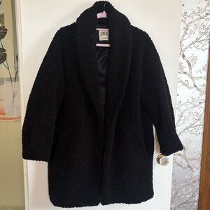 Zara Women's Elegant Black Teddy Jacket